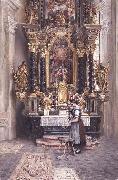 Madchen vor dem Anna-Altar in der Stadtpfarrkirche in Rattenberg in Tirol, unknow artist